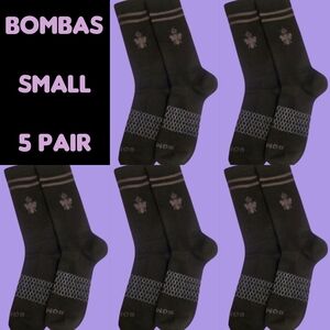Bombas Crew Calf Socks Small Black~Grey Womens BNWT 5 Pair Bee Better